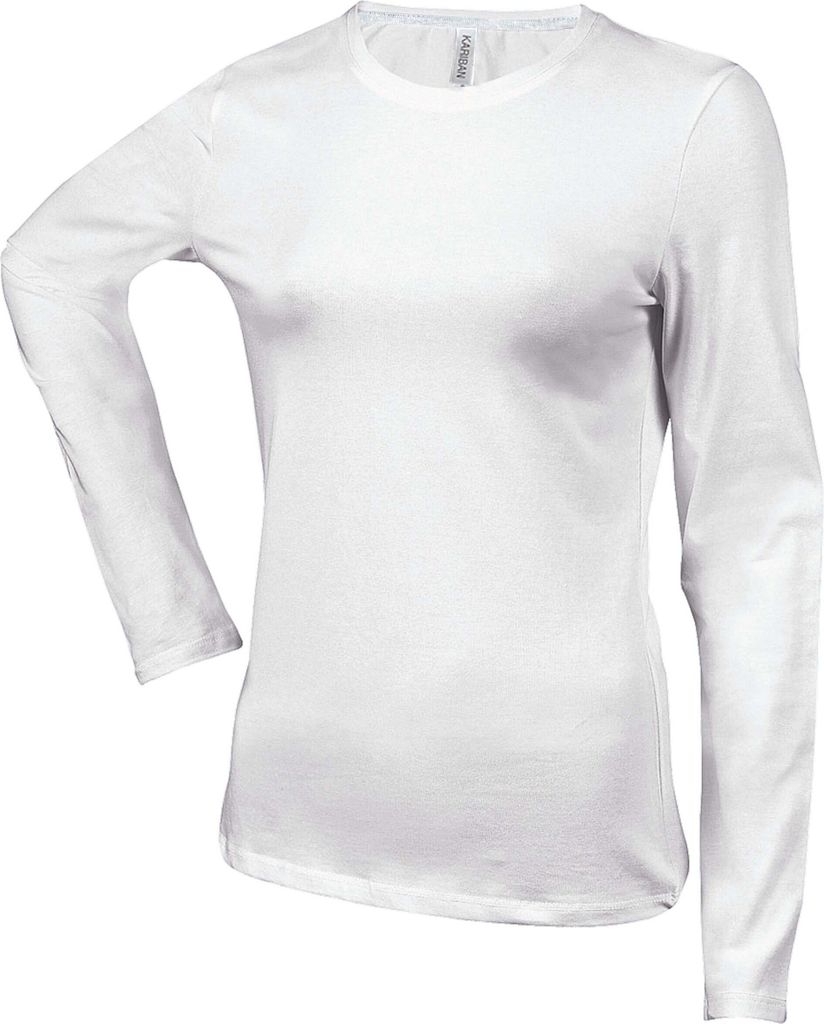 Kariban Damen Langarmshirt T-Shirt Longsleeve Shirt Baumwolle Rundhals, Größe:M, Farbe:Oxford Grey