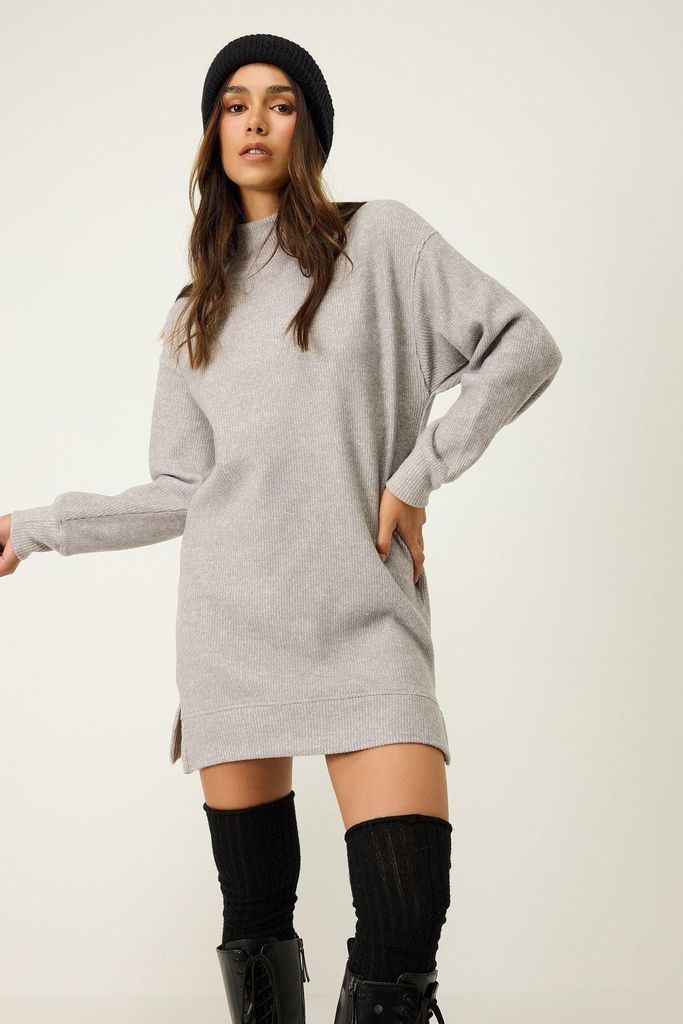 Kleid mit halbem Rollkragen, Grey, XS