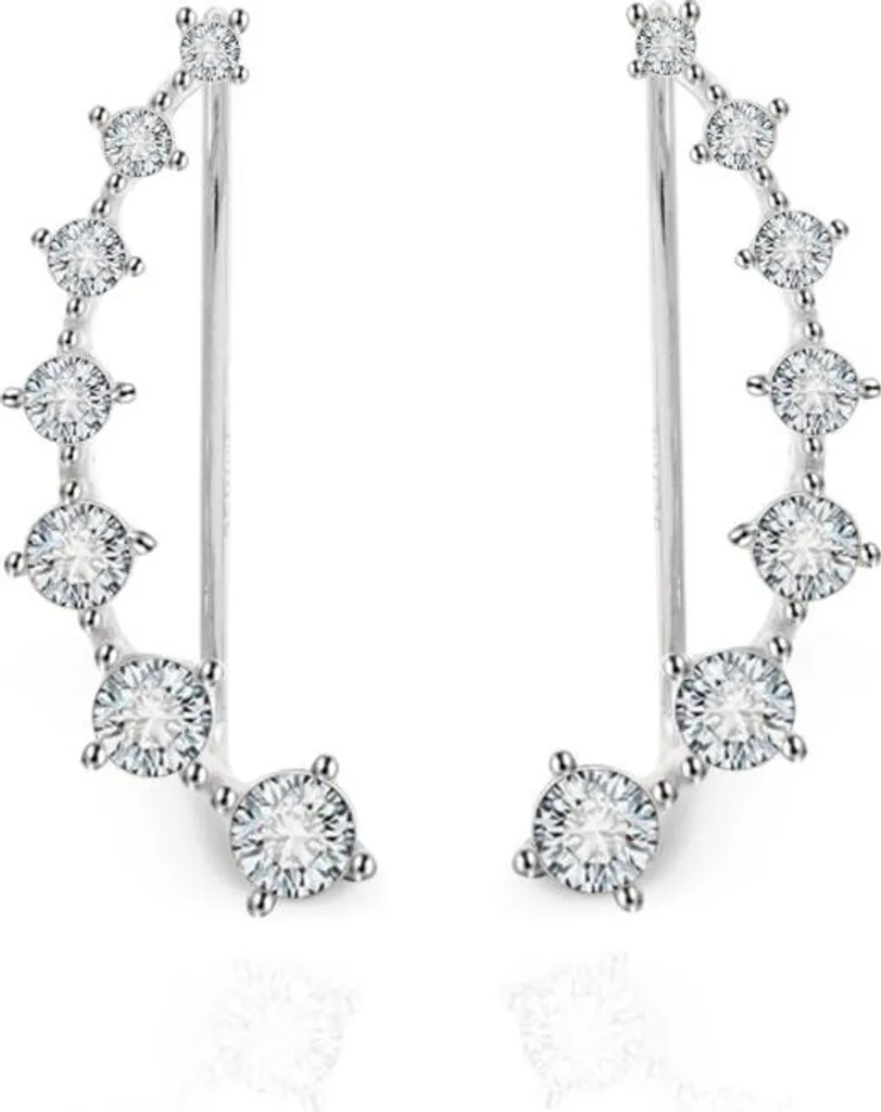 Orecchini AGU2712 Argento e Zirconi: Eleganza Longitudinale Moderna