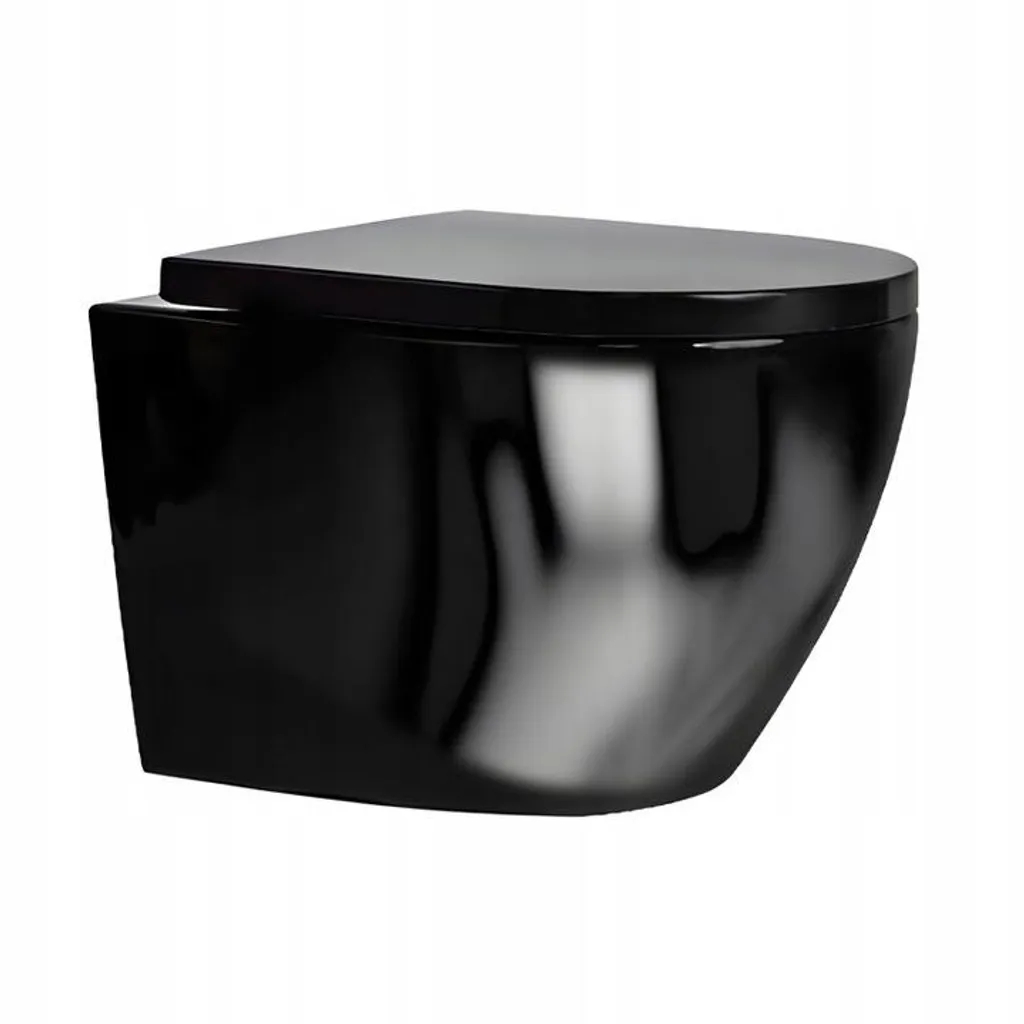 WC mural noir Softclose en céramique, pack avec chasse d'eau basse intégrée