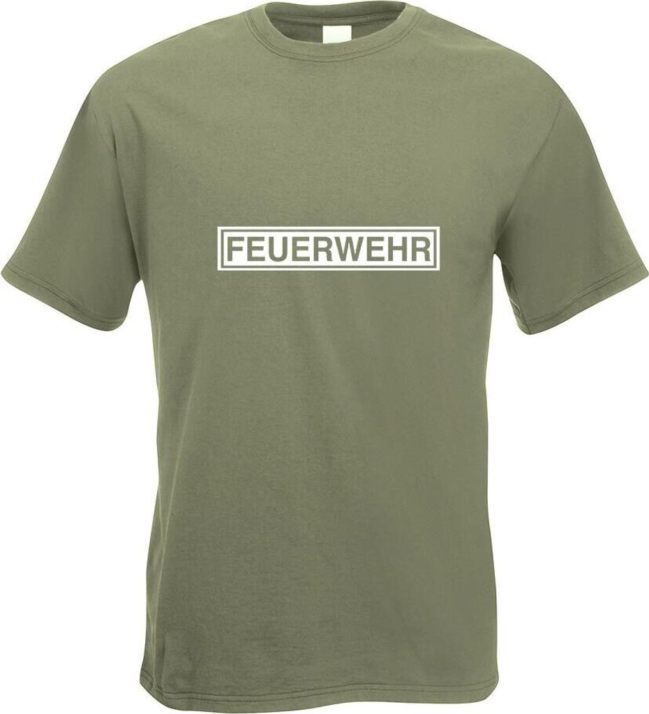 Kiwistar - T-Shirt - Olive - Feuerwehr Motiv Bedruckt Funshirt Design Print - mit Motiv Bedruckt - Funshirt Design - Sport - Freizeit - Herren - S