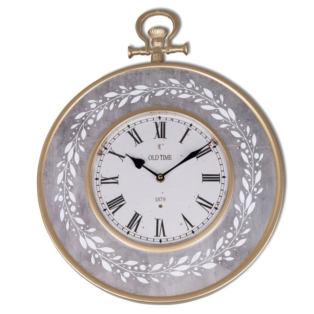 Wanduhr grau antik mit Ranke 38 cm formano