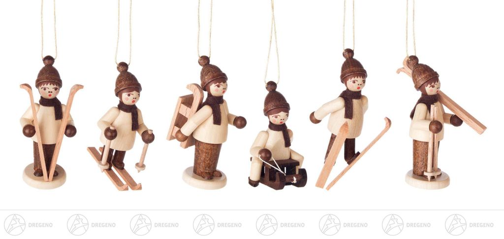 Christbaumschmuck Winterkinder natur, 6 Stück (6cm) von Dregeno Seiffen