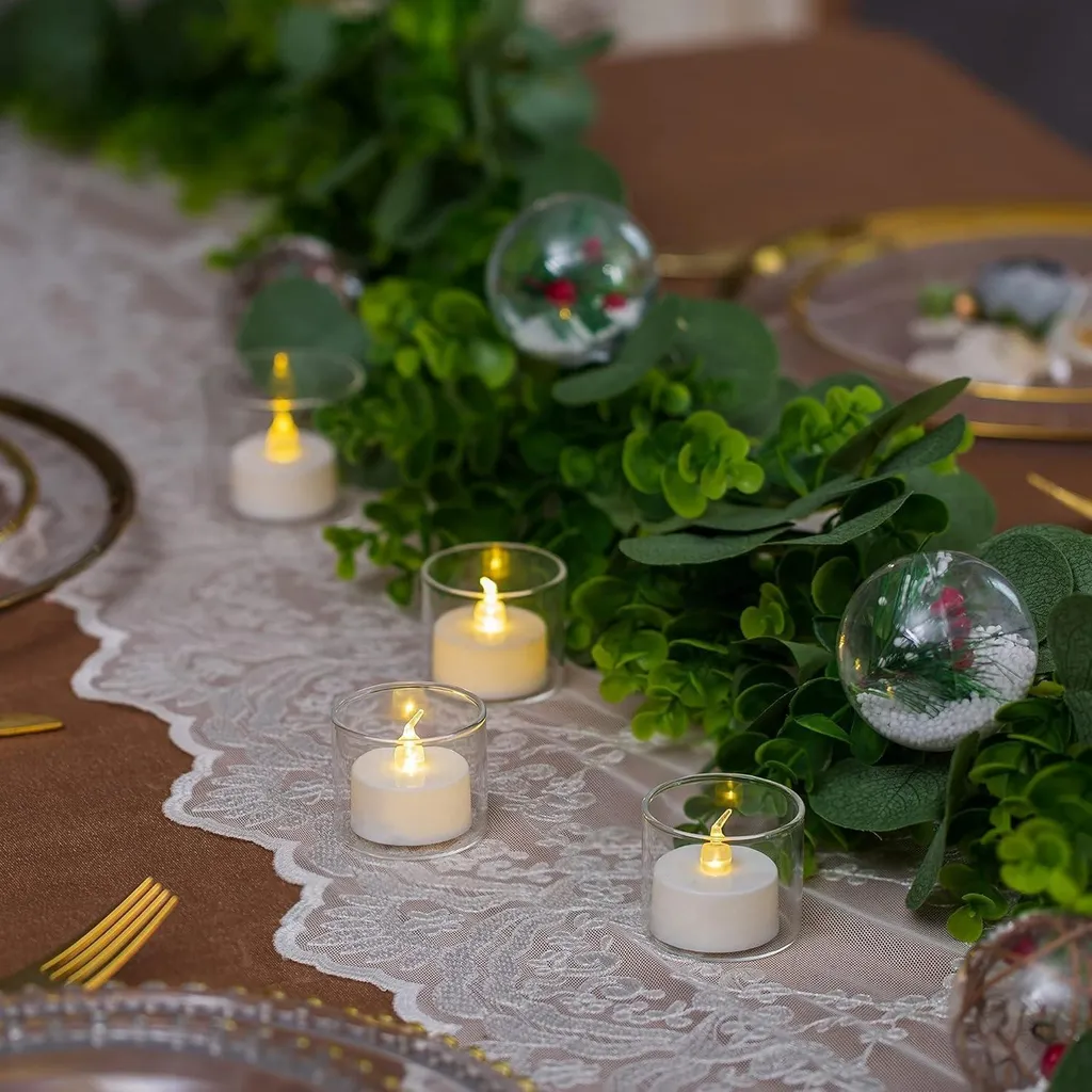 24 portacandele in vetro trasparente, per decorazione della