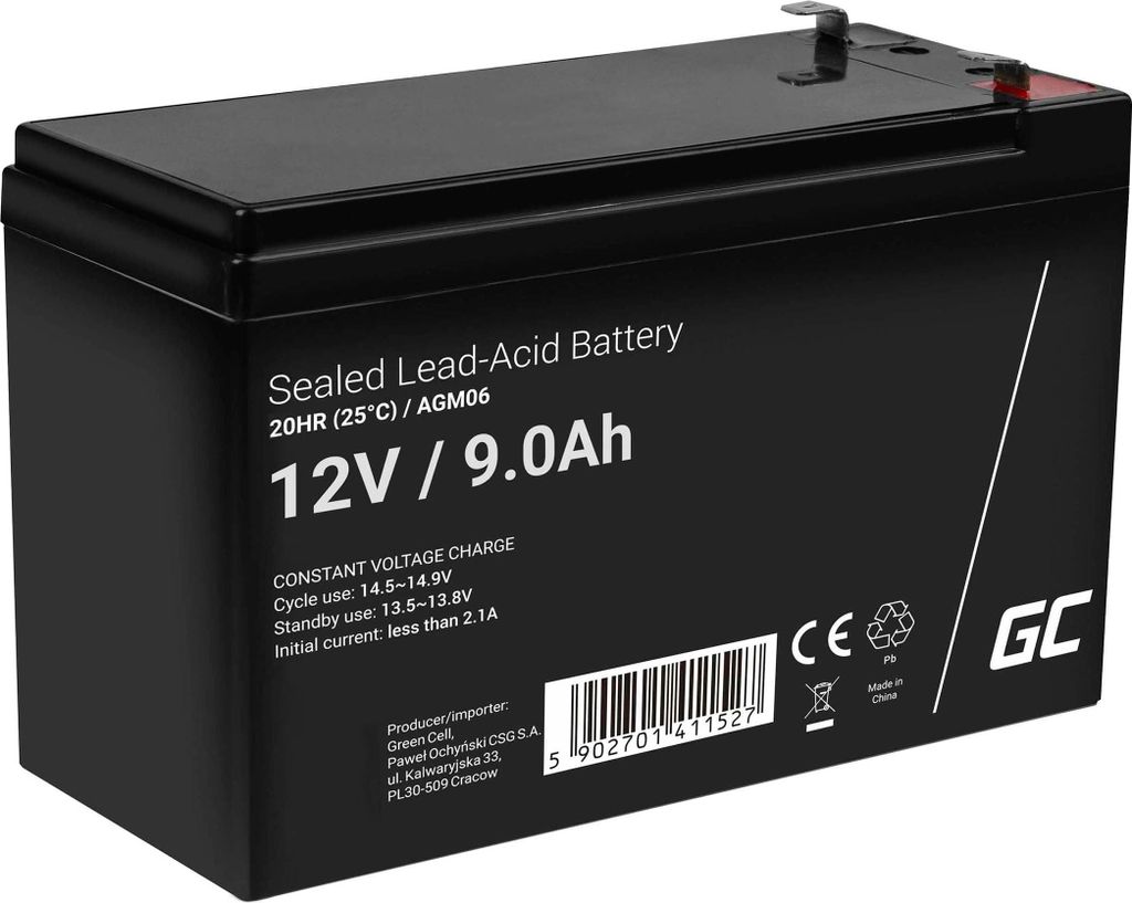 Batteria Green Cell AGM06 AGM 12V 9Ah Immagine del prodotto 