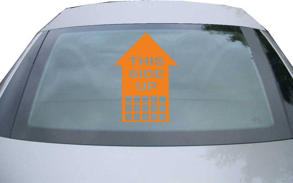 Indigos UG - Aufkleber Heckscheibe & Motorklappe DE6273 - orange - 600x428 mm - this side up - Auto Scheiben Fenster Heckklappe Tuning Racing JDM -...