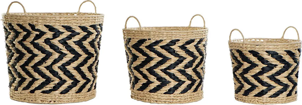 Paniers de rangement en fibre tressée Set de plusieurs tailles DKD Home