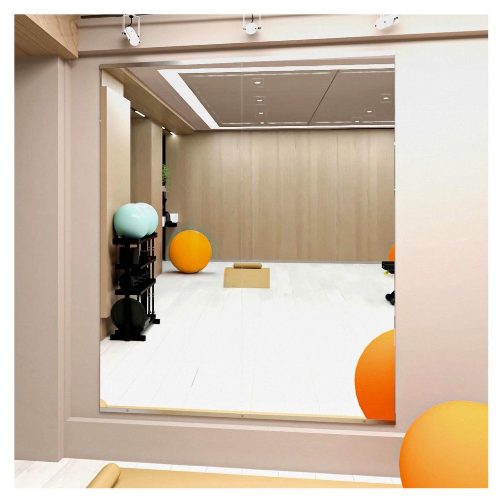Home Gym Spiegel, 2 Stück 144,5 x 60 cm Großer Yoga Spiegel, Rahmenloser Ganzkörperspiegel für Fitness, Gehärtetes Glas, Wandmontage für Tanz...