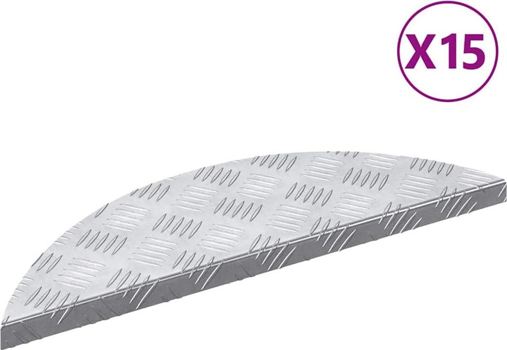 vidaXL - 15 gradini per scala, 60 x 18 x 2,5 cm, argento, Immagine del prodotto 