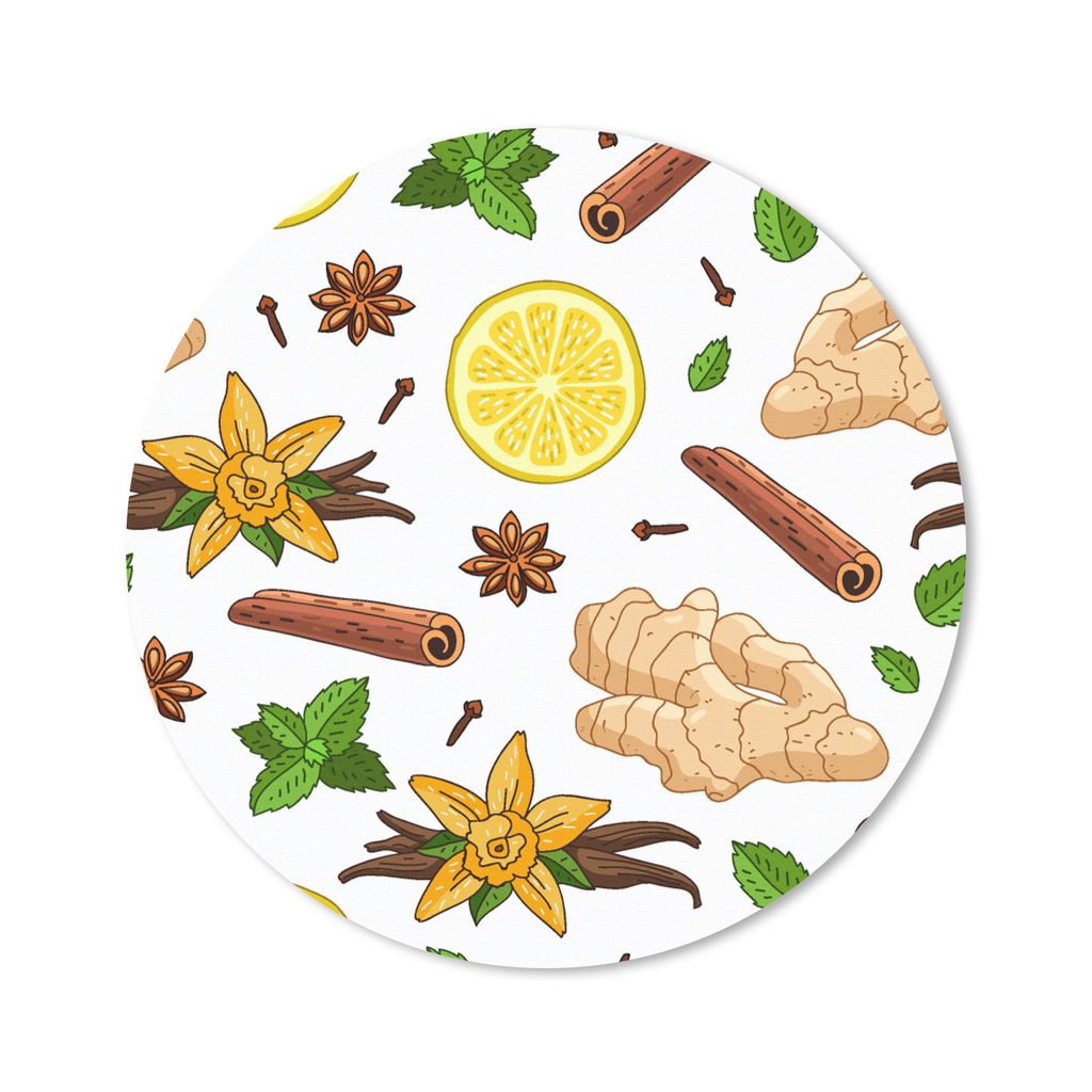 MuchoWow Mauspad Mousepad Ingwer - Zimt - Zitrone - Anis 40x40 cm - Mousepads - Maus Mat - Pad - Mausunterlage - Schreibtisch Accessoires