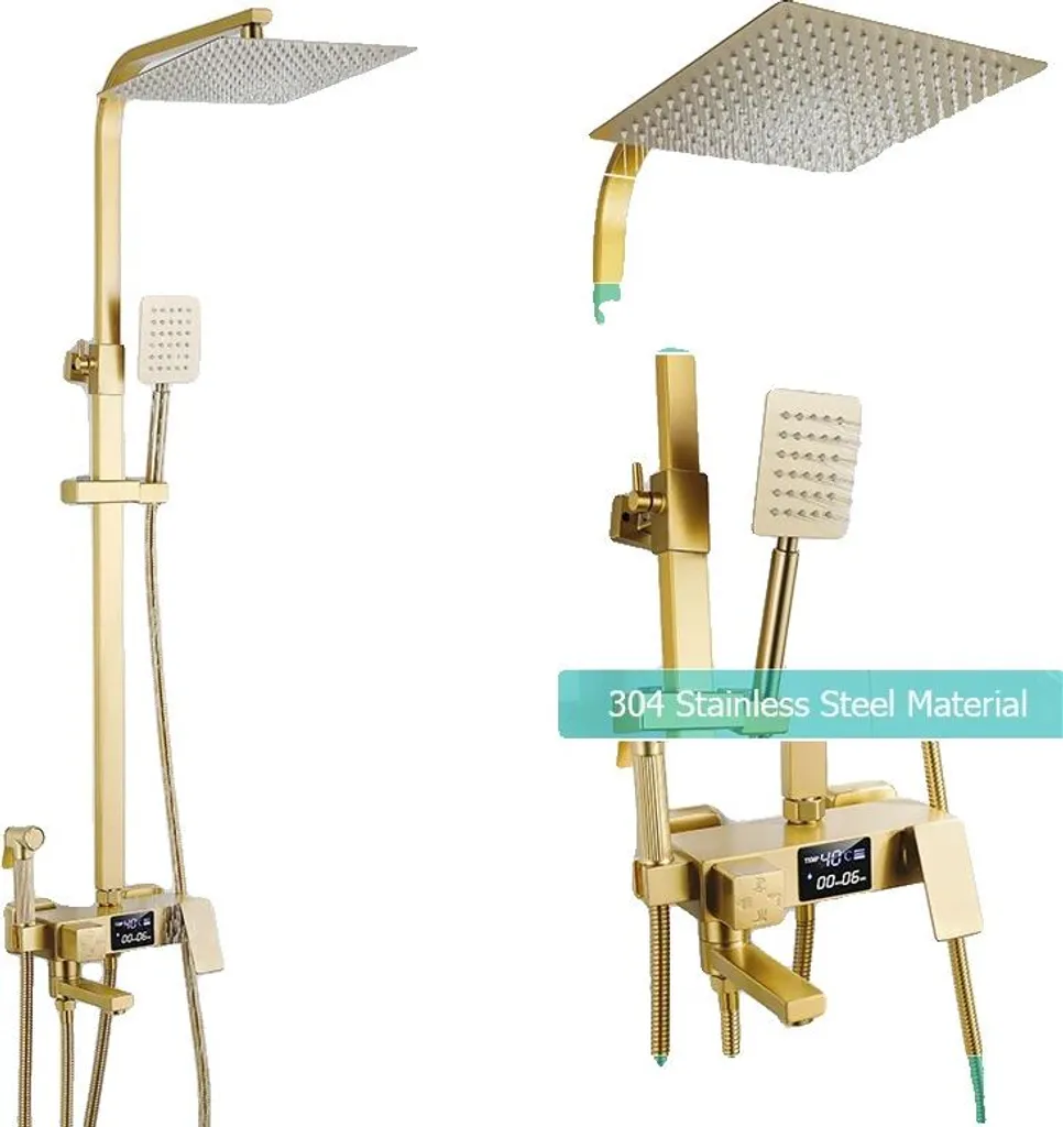 Robinetterie de douche or brossé B-30CM avec réglage de température simple