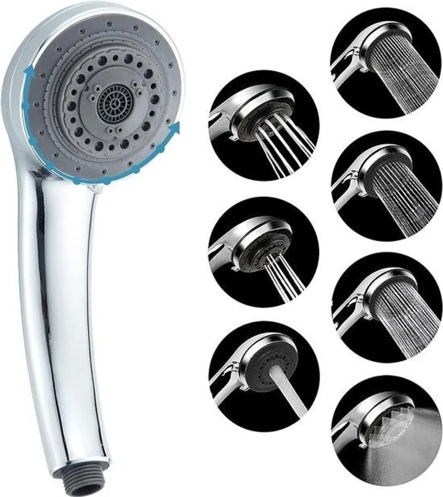 Pomme de douche haute pression luxe 7 jets avec buses anticalcaire