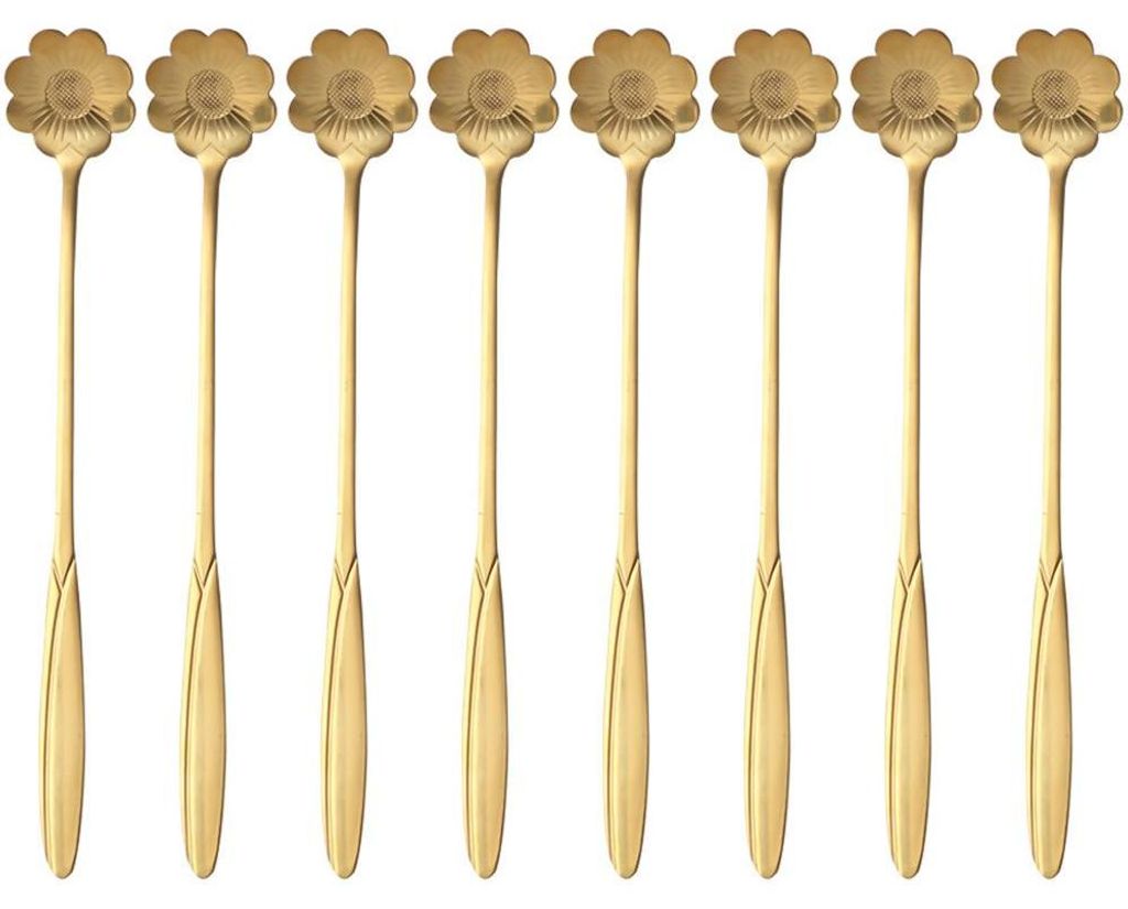 8-teiliges Dessertlöffel-Set mit Blumenmotiv, Kaffeelöffel, Zuckerlöffel, Eiscremelöffel, Rührlöffel, wiederverwendbarer, kreativer Dessertl...