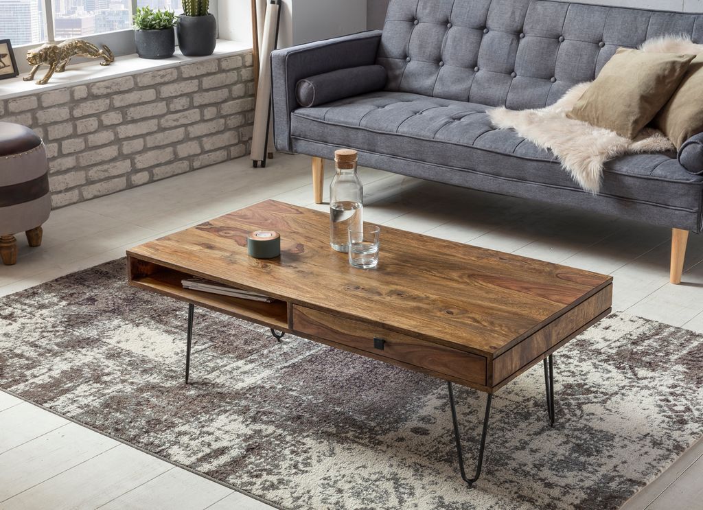 Wohnling Table basse en bois massif de Sheesham 120 x 60 x Image du produit 