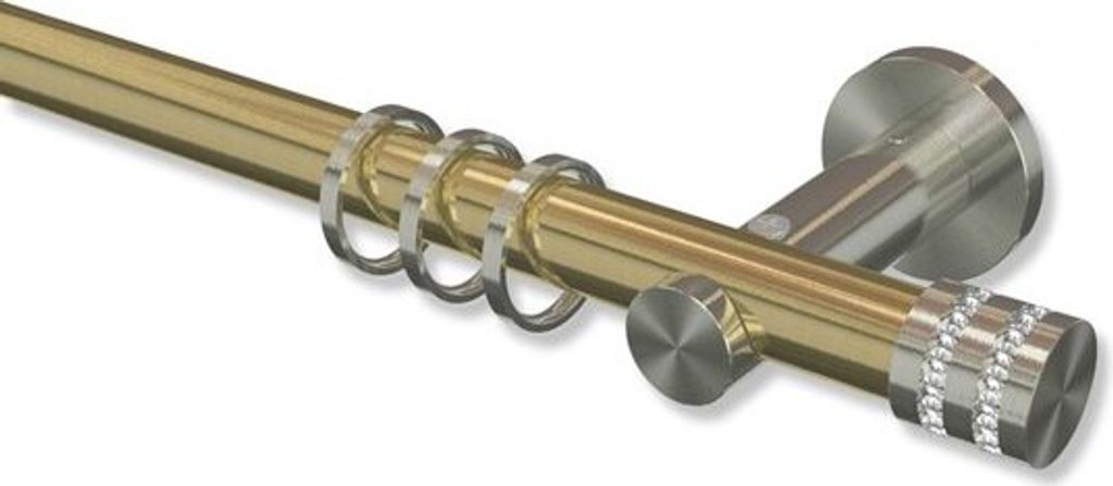 Interdeco Gardinenstange, Vorhangstange Messing-Optik / Edelstahl-Optik Modell Platon Estana, 20 mm Ø 1-läufig, 480 cm (geteilt)