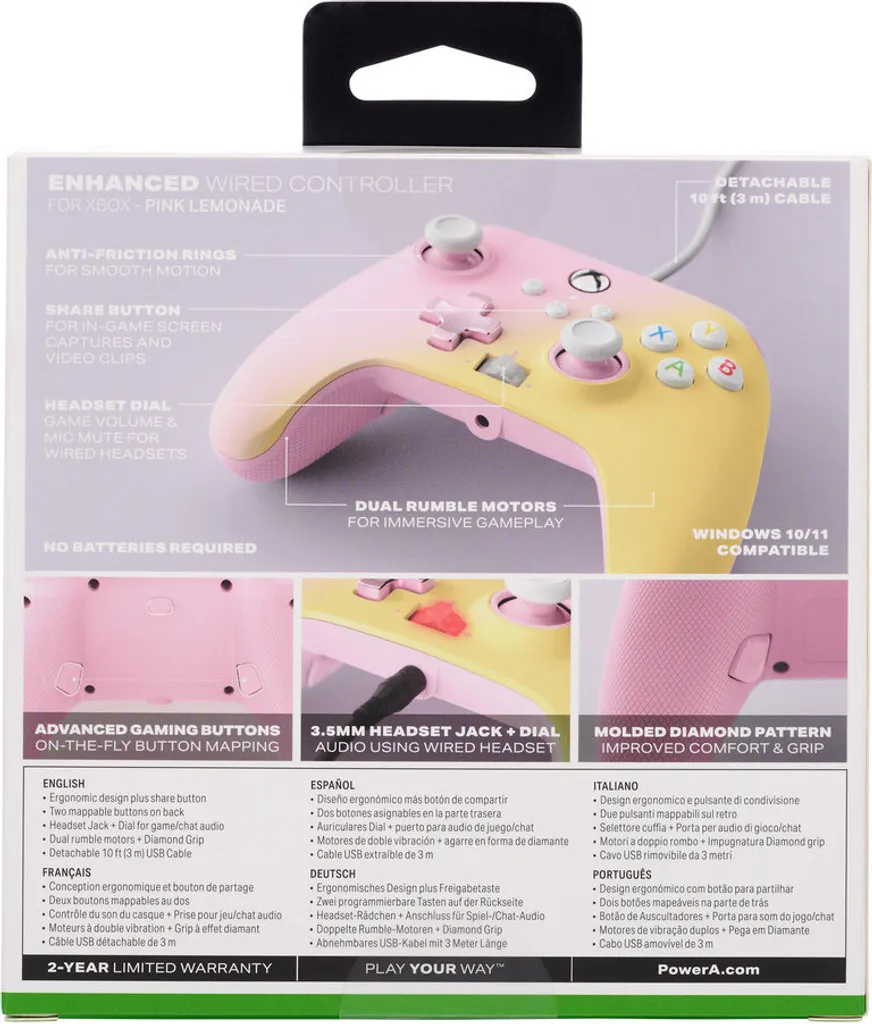 Manette Xbox Series X|S filaire avec boutons programmables Rose flashy - 12