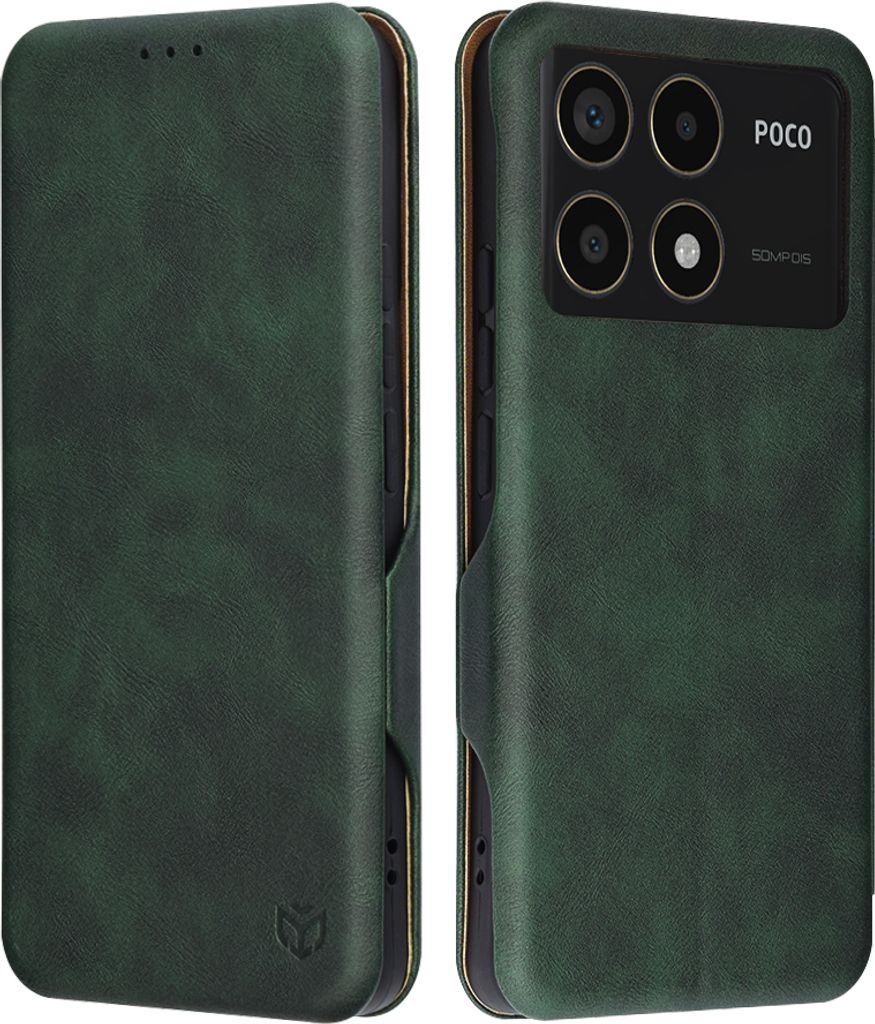 Techsuit Safe+ Book Wallet Klapphülle für Xiaomi Poco F6 Pro - Dunkelgrün