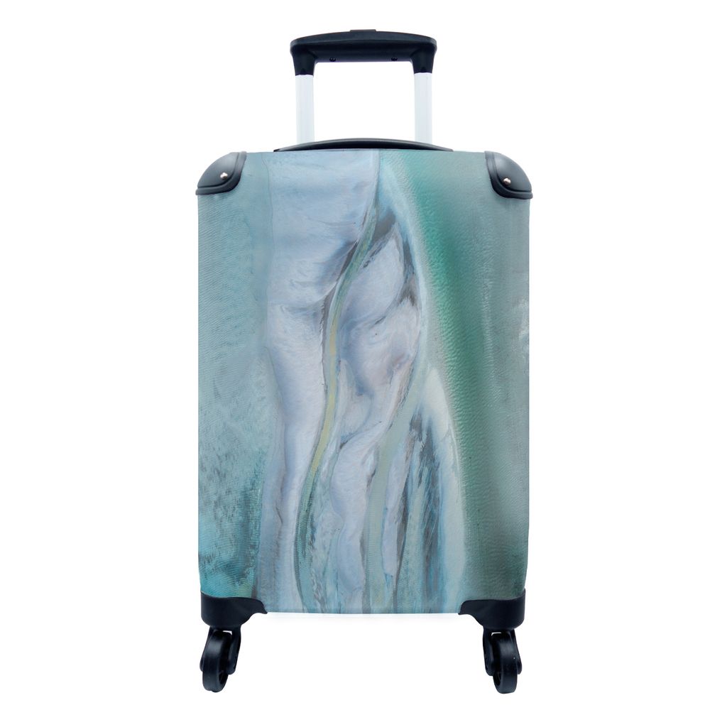 MuchoWow Koffer Handgepäck Trolley Rollkoffer Kleine Reisekoffer mit 4 Rollen - Abstrakt Britische Küste - Cabin Size < 55x40x23 cm & 55x40x20 ...