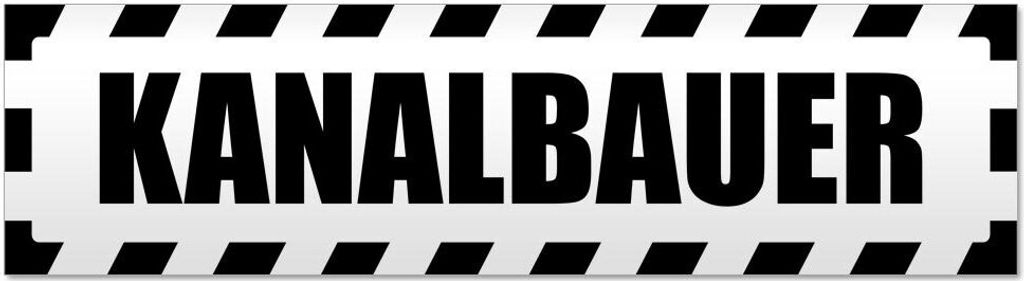 Kiwistar - Autoaufkleber - Schwarz - 20 x 5,3 cm - Kanalbauer gestreift - Hinweis Aufkleber Sticker für Auto, Kfz, Fahrrad, PKW, LKW