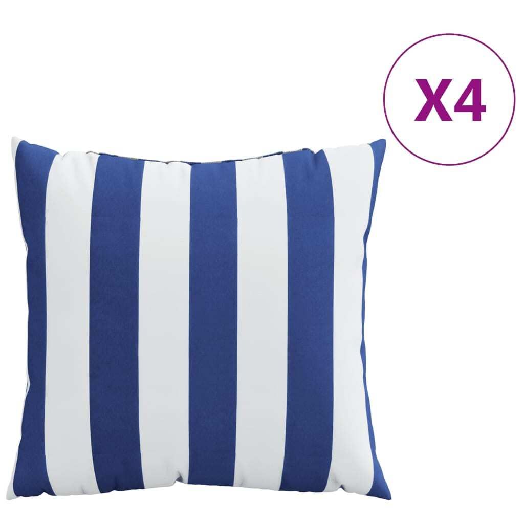 vidaXL Zierkissen 4 Stk. Blau & Weiß Gestreift 50x50 cm Stoff