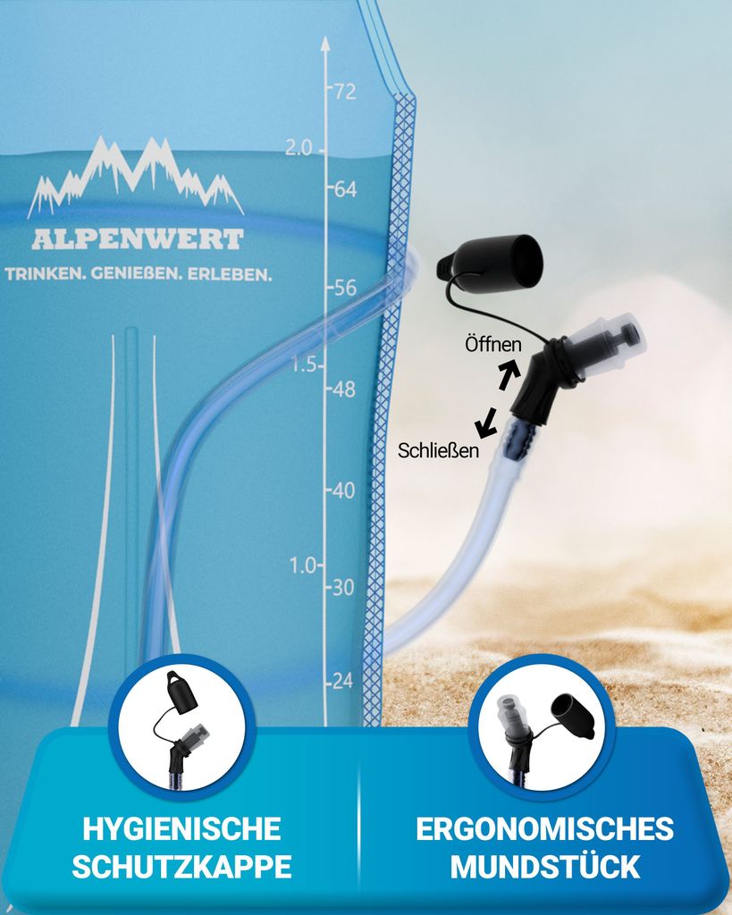 Alpenwert® Trinkblase mit Trinkschlauch [Wasserblase 2L BPA Produktbild 4