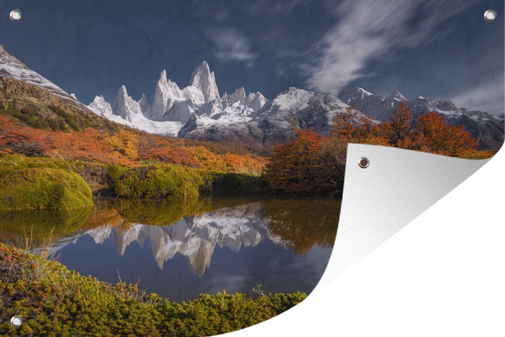 MuchoWow 90x60 cm Outdoor-Poster Gartendeko Sichtschutz Garten Poster für den Garten Der Berg Fitz Roy in Chile