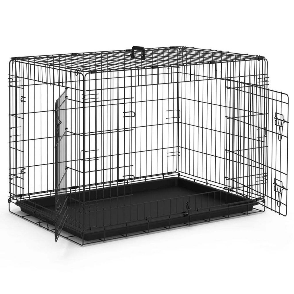 VOUNOT Hundekäfig Klappbar, Hundebox Auto mit Bodenschale, 92x58x64cm L