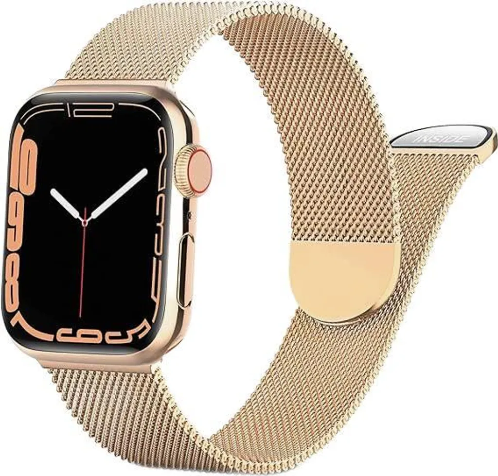 Bracelet métallique Apple Watch 45mm or rose, maille haut de gamme