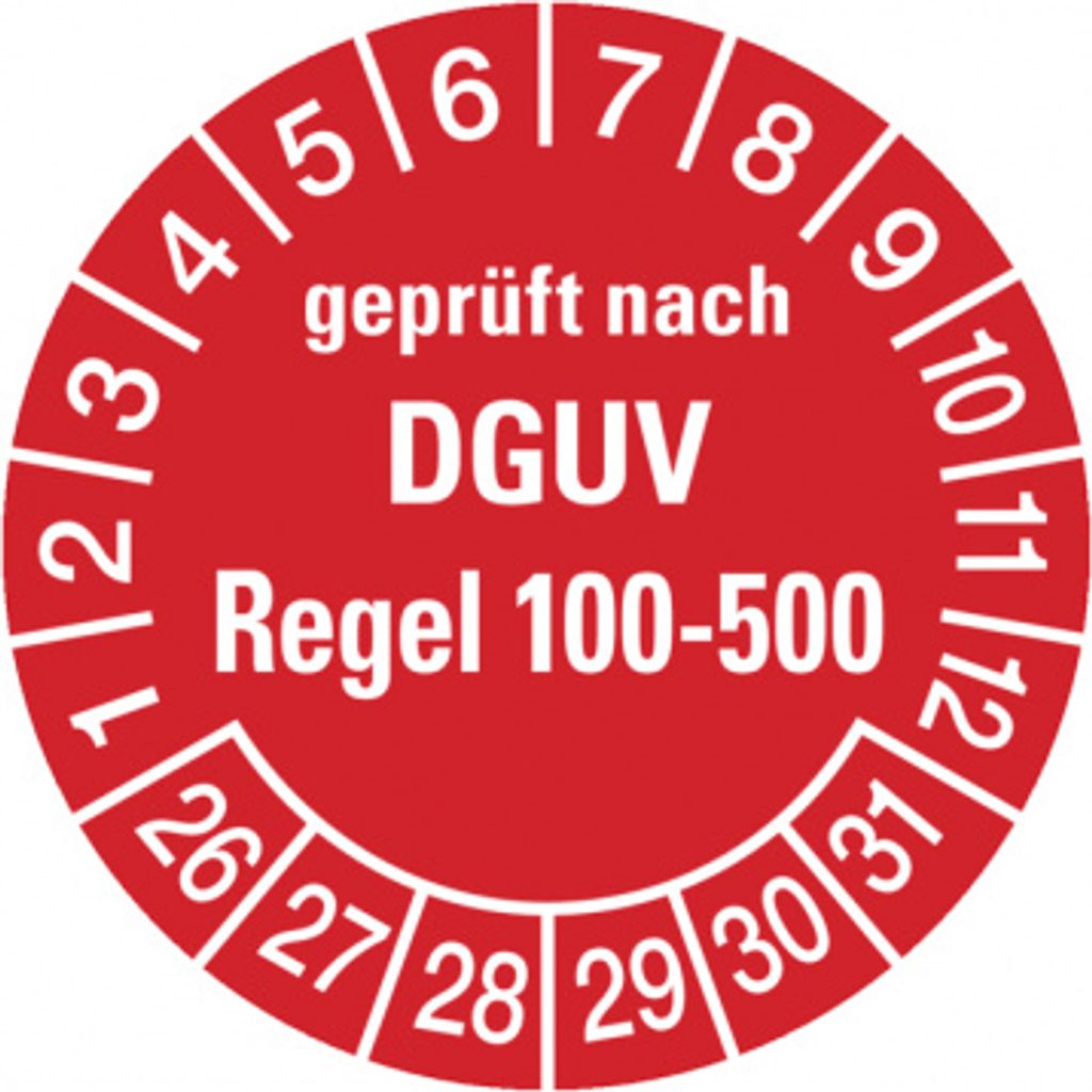 Dreifke Aufkleber Prüfplakette, DGUV Regel 100-500, rot/weiß, Folie, Ø 30 mm...