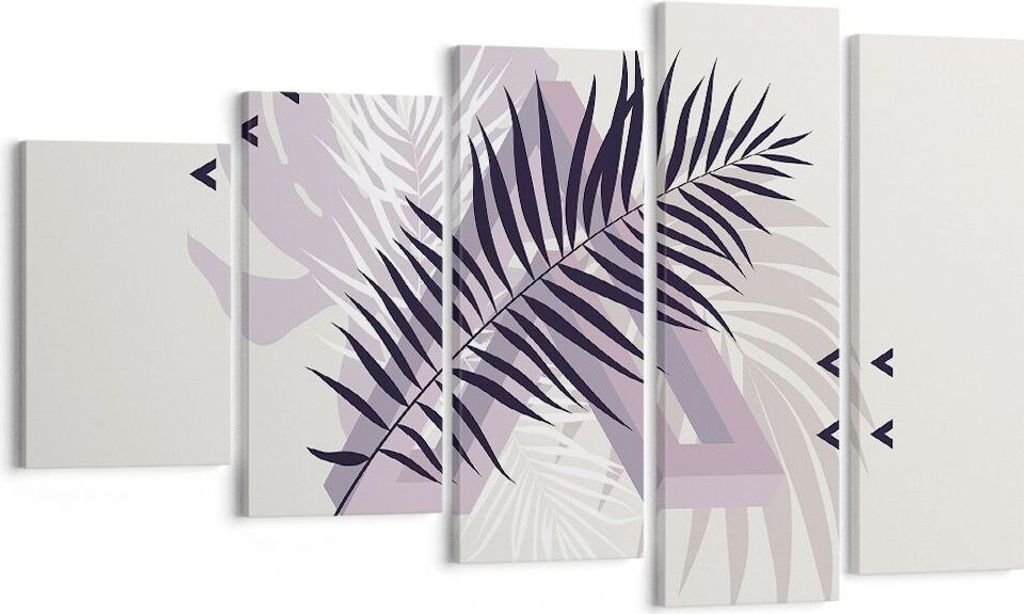 Bild auf Leinwand - Leinwandbild - 5 Teile - Grafiken Blatt Buntstift - 100x60cm - Wand Bild - Wanddeko - Wandbilder - Leinwanddruck - Bilder - Wan...