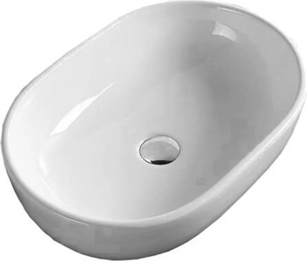 Lavandino Mexen Viki 59x40 Bianco | Lavabo Appoggio Design Ovale