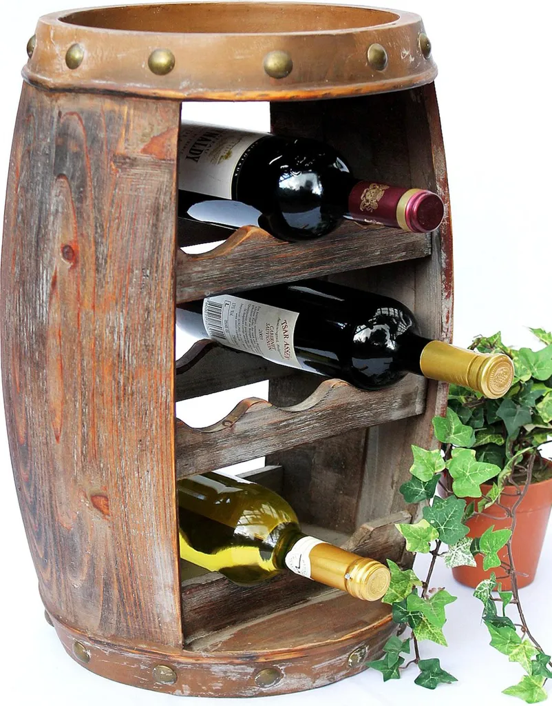 DanDiBo Casier à vin Tonneau 1555 Bois Marron 50cm Étagère à Bouteilles