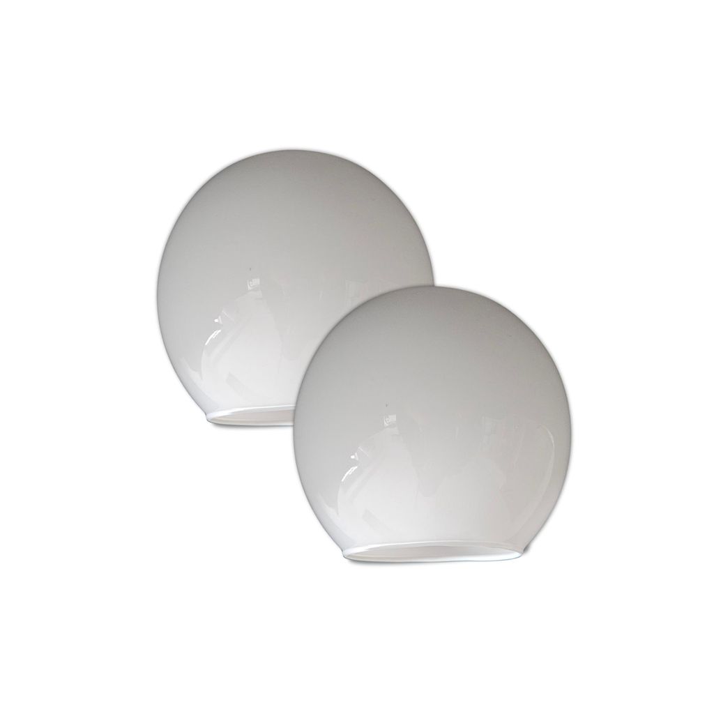 2er-Set Ersatzglas Lampenschirm Weiß – Rundes Lampenglas Produktbild 