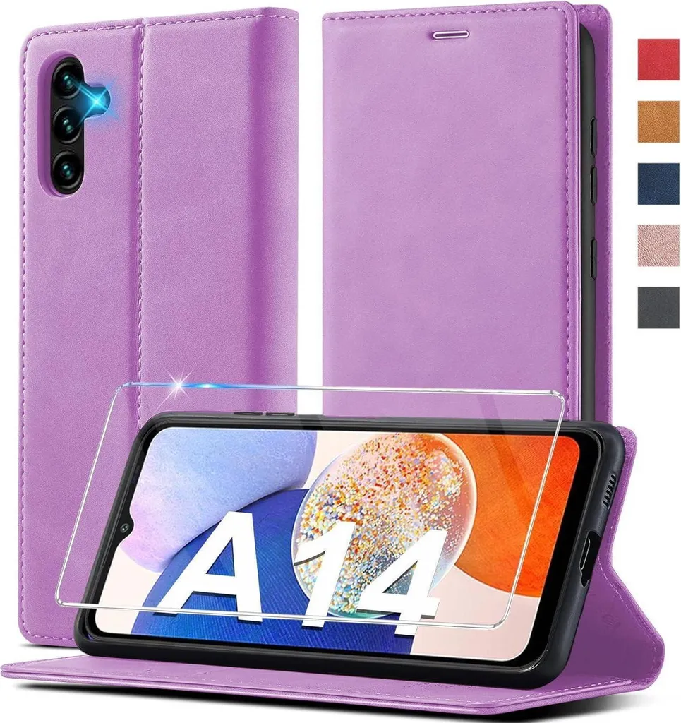 Protezione Totale Samsung Galaxy A14: Custodia Pelle e Vetro
