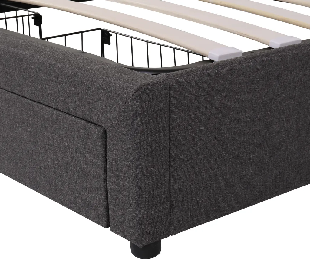 Lit Double 140x200cm Boxspring Hydraulique en Lin avec LED Design - 6