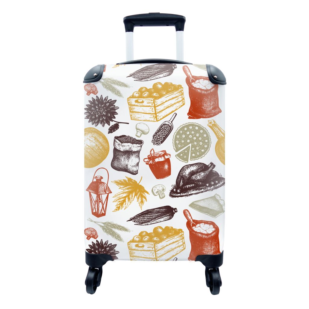 MuchoWow Koffer Handgepäck Trolley Rollkoffer Kleine Reisekoffer mit 4 Rollen - Erntedankfest - Abendessen - Cabin Size < 55x40x23 cm & 55x40x20...