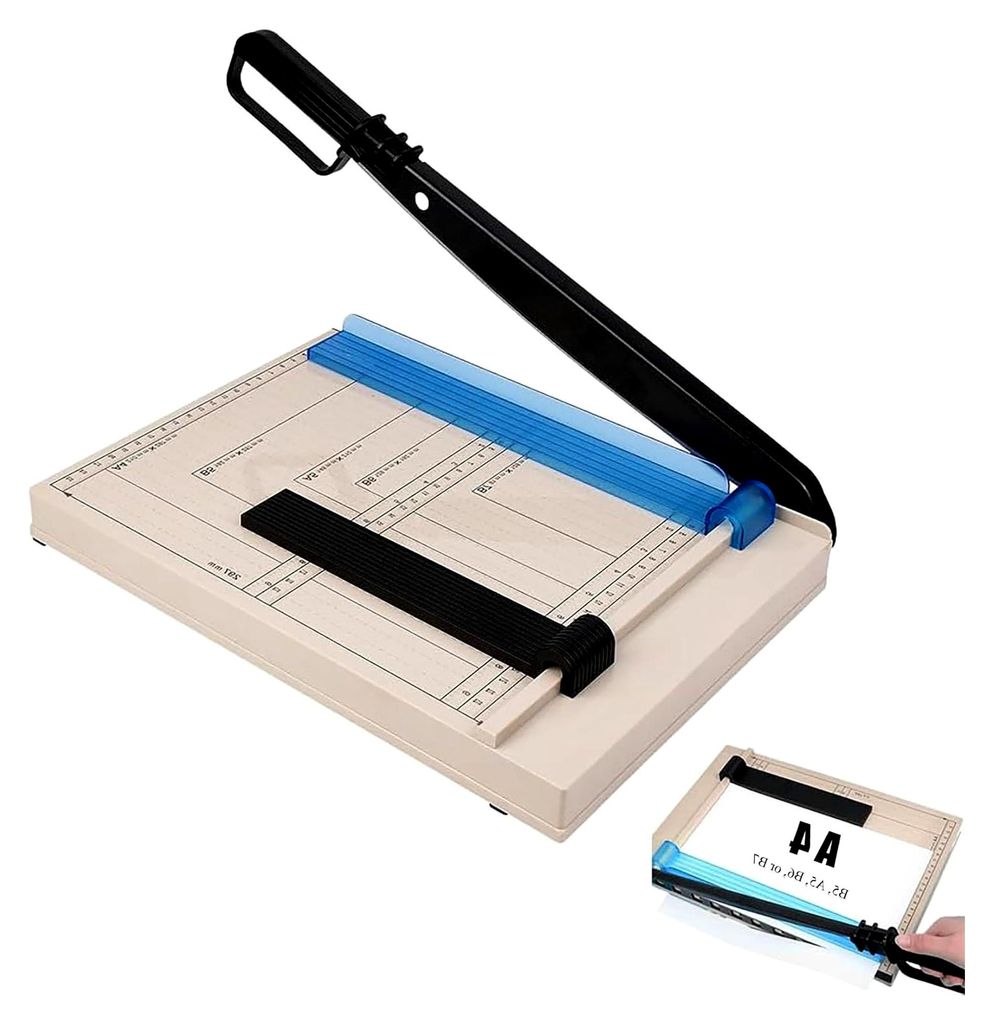 Hebelschneider für Papier, Papierschneider A4/B5/A5/B6/B7 mit Sicherheitsschutz und Klingenverriegelung, Schneidemaschine für Karton, Kunsthandwe...