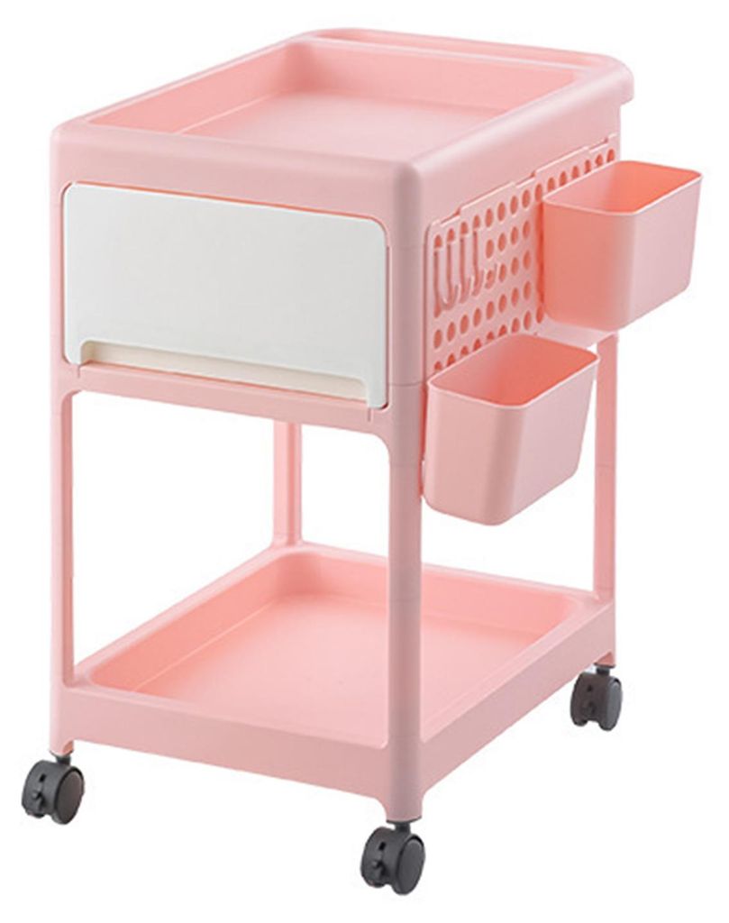 Rollbarer Aufbewahrungswagen mit Schubladen und Ablage, Rollwagen mit Haken und abnehmbaren Körben für Babyartikel, Schlafzimmer, Badezimmer und ...