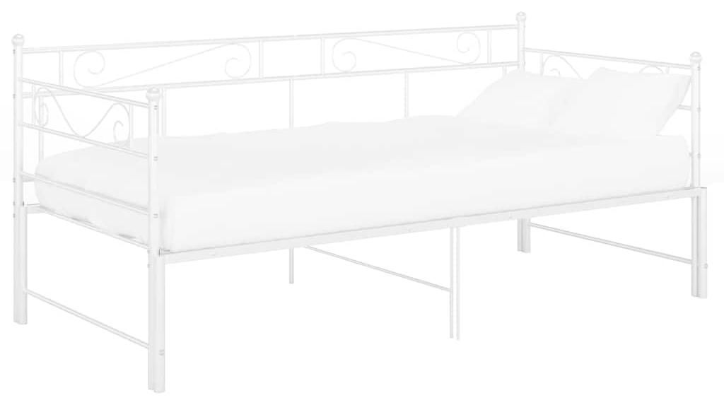 vidaXL Tagesbett Ausziehbar Weiß Metall 90x200 cm Produktbild 