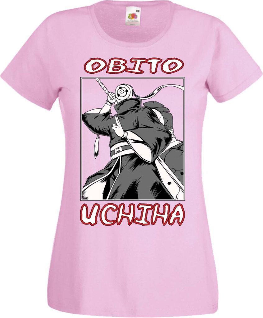 Damen T-Shirt Manga Anime Naruto Obito Uchiha, Lady XS / Hellrosa