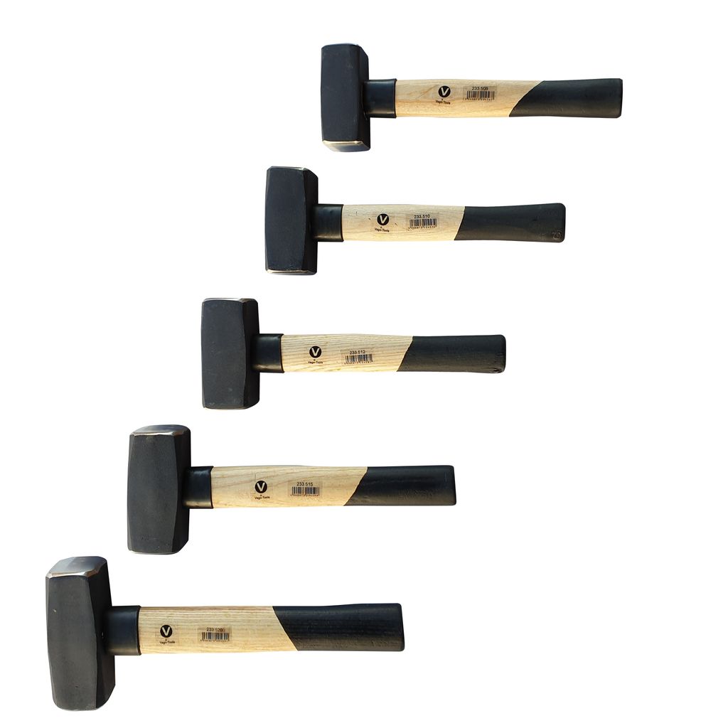 Fäustelhammer 800/1000/1250/1500/2000g Hammer Plattenhammer Stielschutzkragen 3 tlg Set 800gr/1,25kg/2kg