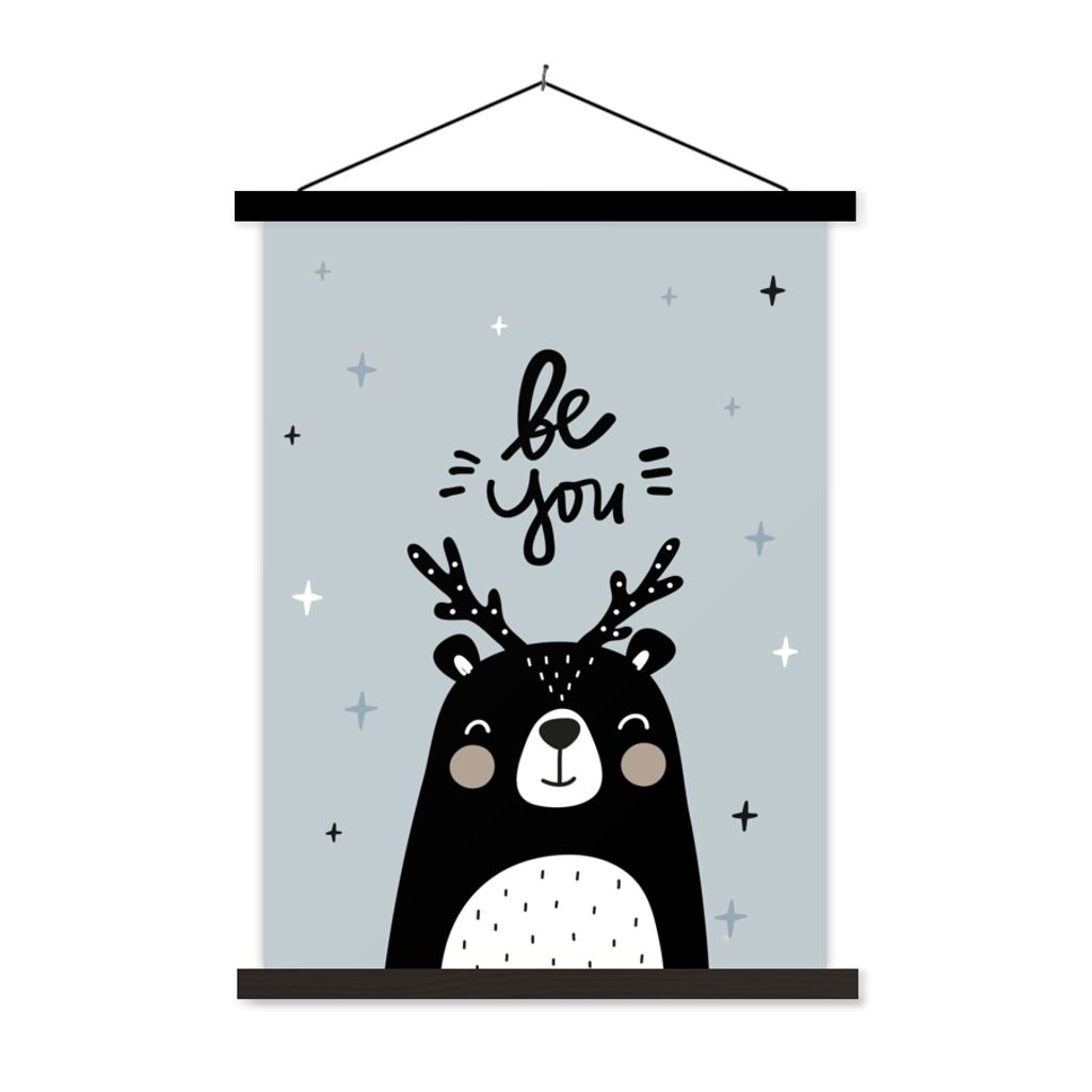 MuchoWow Textilposter Sei du - Zitate - Kinder - Kinder - Baby - Jungen - Mädchen 60x80 cm mit schwarzem Rahmen - Plakathalter