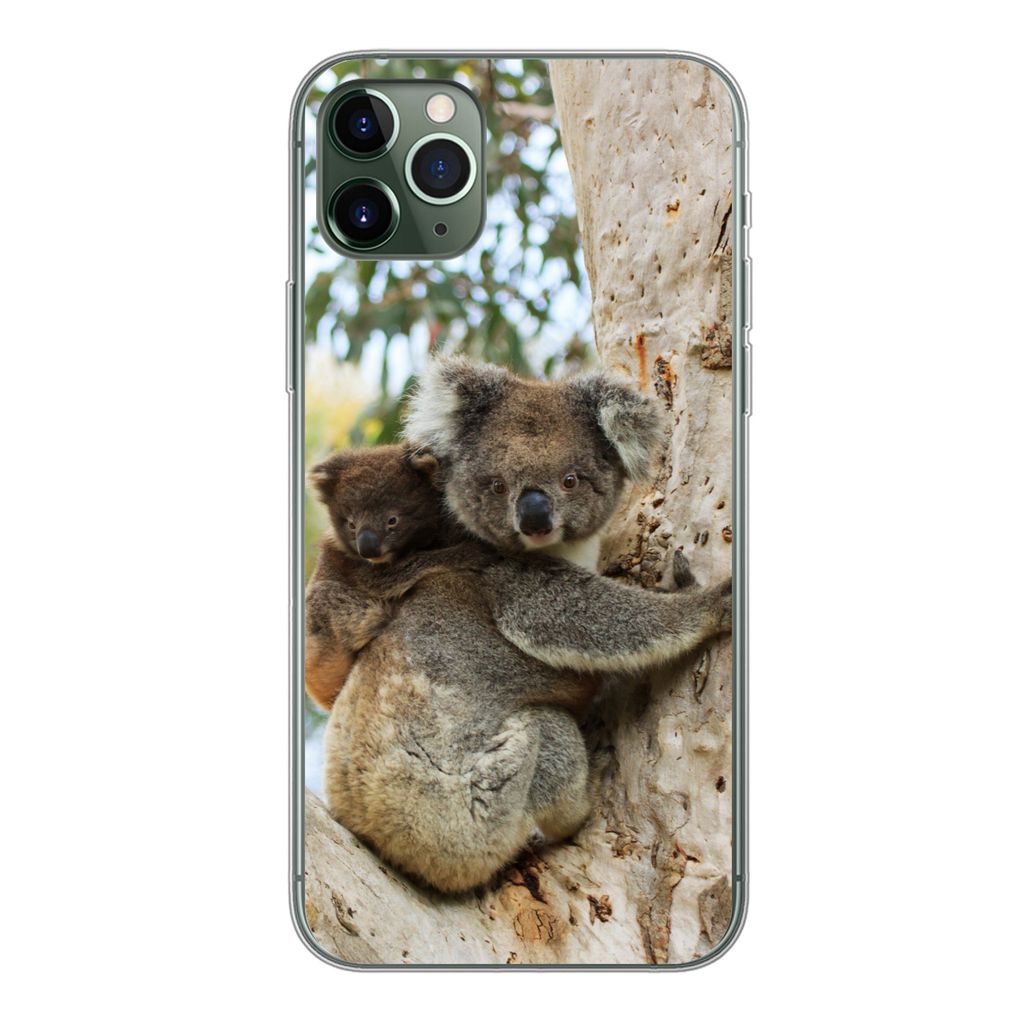 MuchoWow Handyhülle Schutzhülle Hülle für iPhone 11 Pro Max Koalas - Kind - Baum - Jungen - Mädchen Silikon Softcase Handy Hülle - Schutz