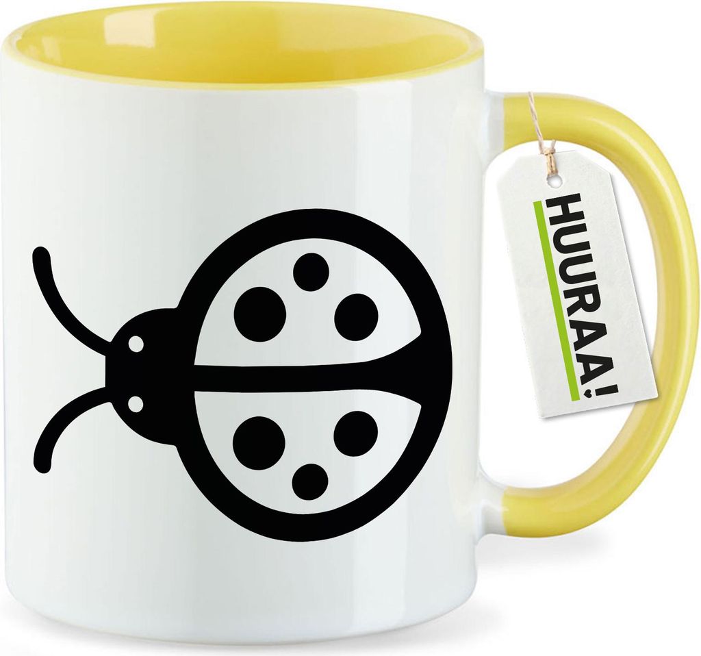 Huuraa Kaffeetasse Marienkäfer Silhouette 330ml Gelb Keramik Kaffeebecher Geschenkidee