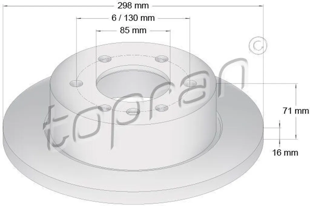Disque de frein arrière TOPRAN 111 654 pour Sprinter W906 et Crafter 2E