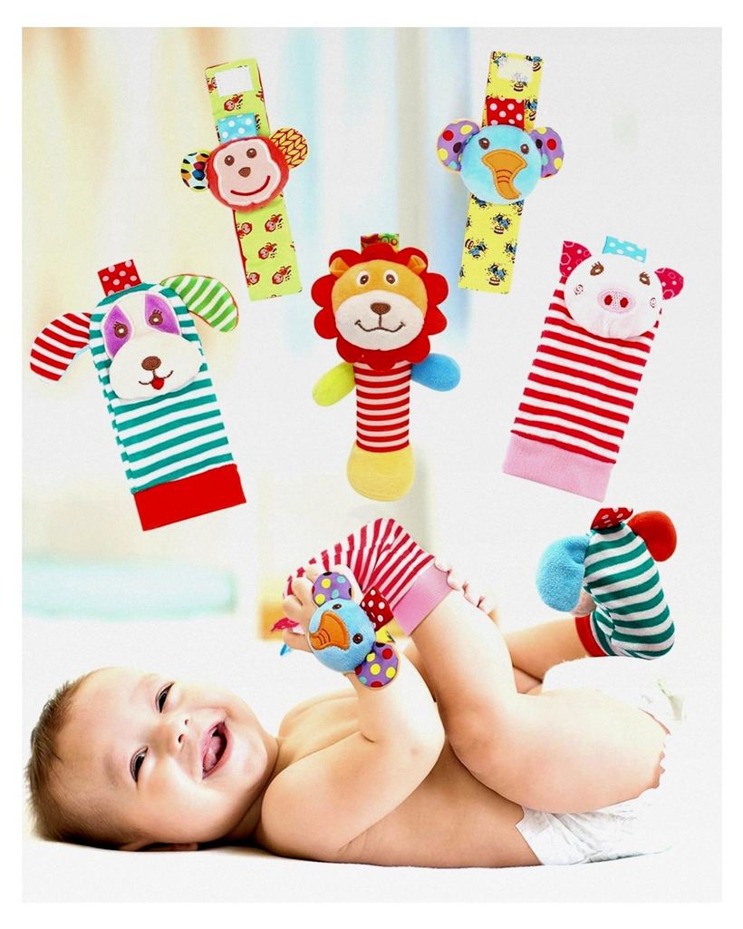 Weiches Babyspielzeug, Handgelenkrassel und Fußfinder-Socken, Handrasseln und Rasselsocken, Fußrassel, Ankelrassel, Spielzeug für Neugeborene un...