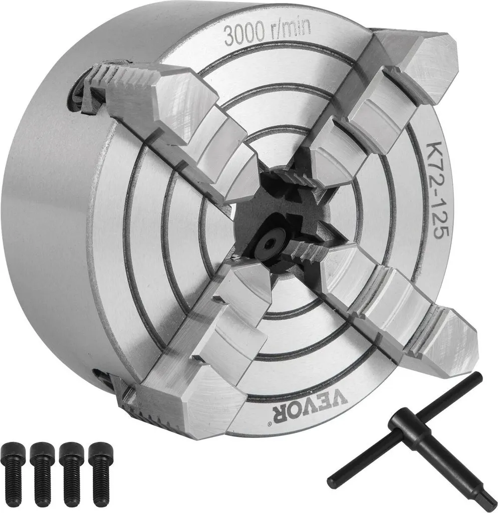 Mandrino Tornio Metalli 125mm 4 Ganasce K72-125 Indipendente 5"