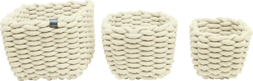 Panier de Rangement Tressé Lot de 3 Organiseurs Polyvalents Coloris Beige