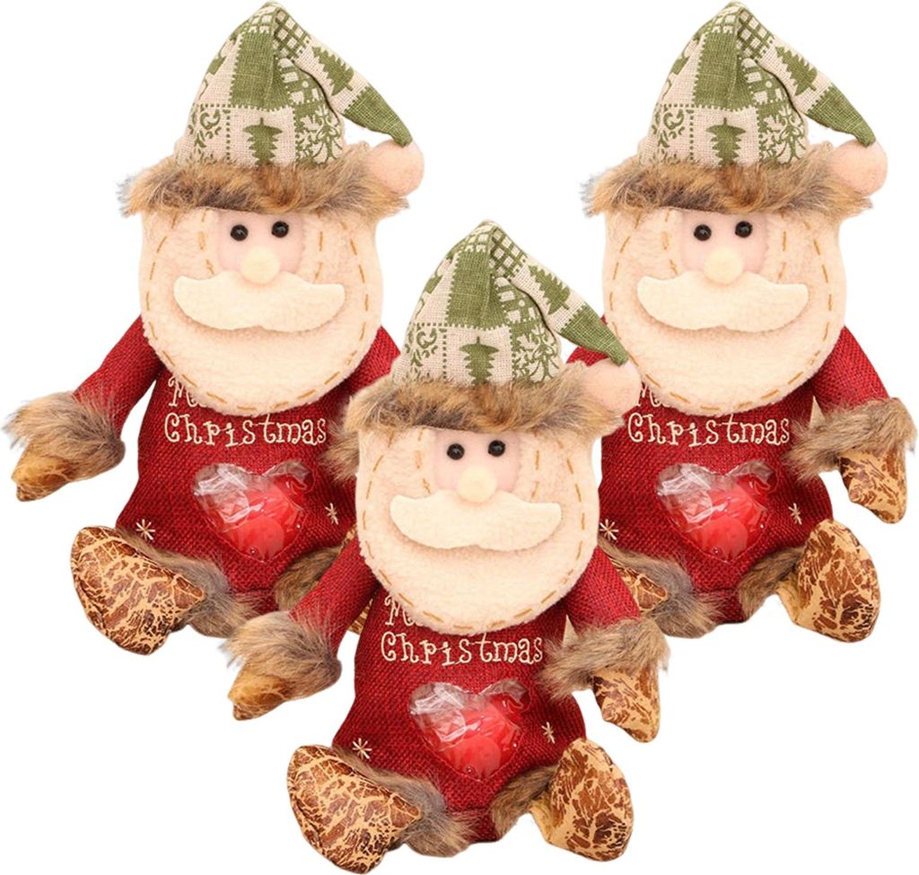 3er-Set Weihnachtsgeschenktüten mit Schneemann-, Weihnachtsmann- und Elchmotiven, dekorative Süßigkeitentüten, wiederverwendbare Beutel für Ga...