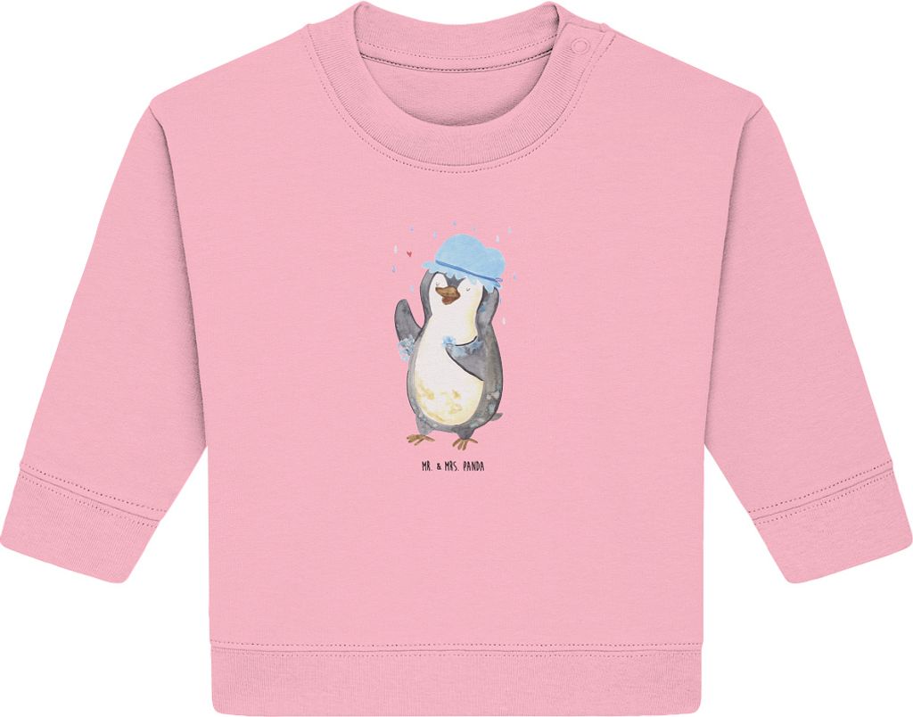 Mr. & Mrs. Panda Organic Baby Pullover Pinguin Duschen 12. - 18. Monat - Baumwolle Pink - Geschenk, Singen, Duschkonzert, Dusche, Neustart, Bullove...